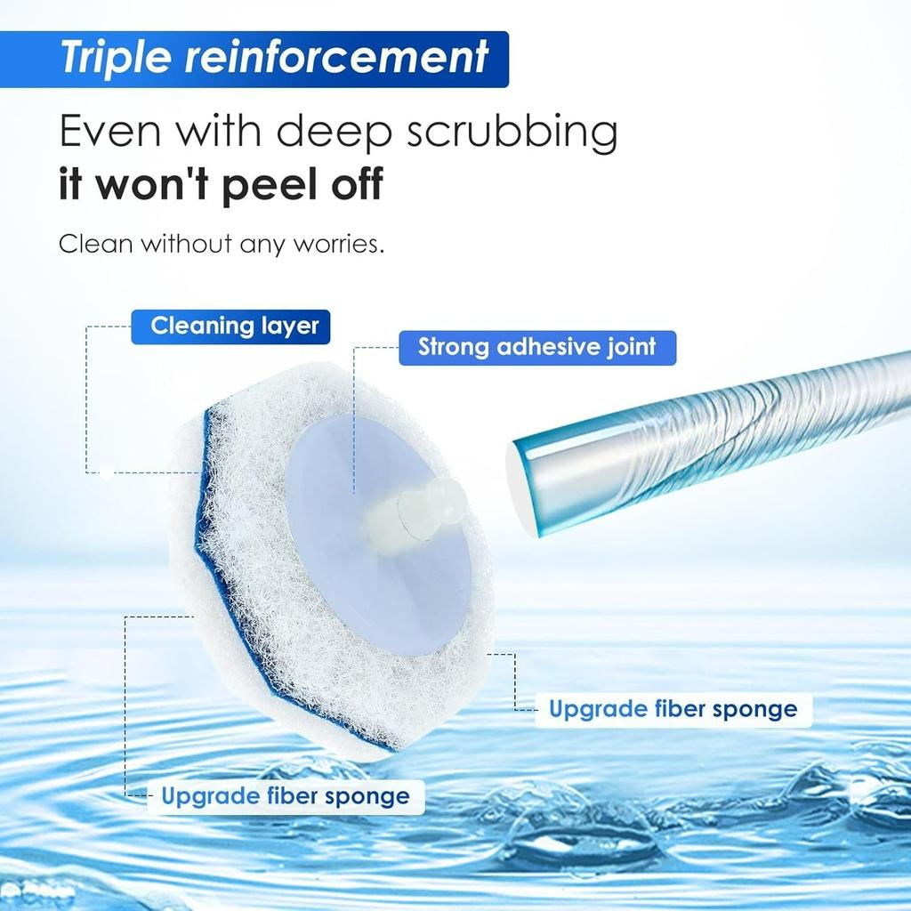 50 Pack Toilet Brush Refill Pads, 3 Layer Toilet Wand Refills, Scrubber Wand Replacement Cleaner Pads for Sink Bathtub Wash Basin Mop Pool, White