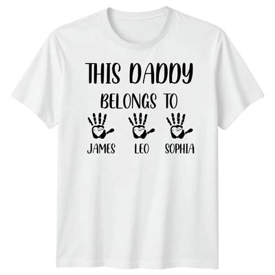 Personalised Mens Handprints This Daddy Belongs To Funny Fathers Day T-Shirt #FD
