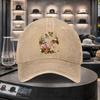 Bicycle Butterfly Floral Print Washed Denim Baseball Cap Adjustable Cotton Outdoor Sports Hat