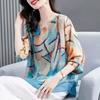 Plus Size Women Printed Chiffon Three Quarter Sleeve Fashionable Blouse
