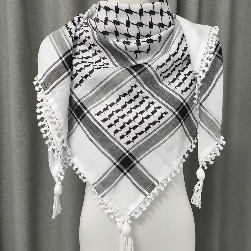 Stock Cotton Red Green Color New Palestine Yashmagh Shemagh Black Arab Men Scarf Keffiyeh 10 Colors