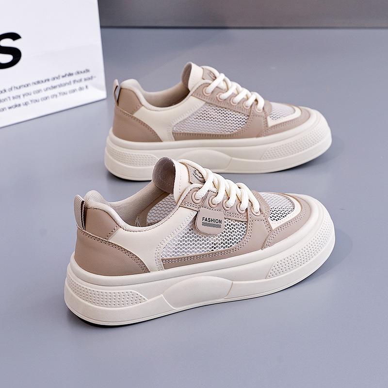 Fashion Zapatos De Mujer New Women Flat Sneakers Summer Mesh Breathable Rubber Surface Leisure Shoes Women Lace-up Vulcanized Shoes 2025