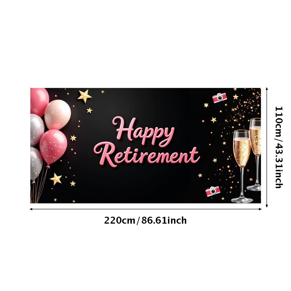 Happy Retirement Banner Balloons Retirement Theme Party Celebration Decoration Backdrop Photography Background Prop Wall Poster