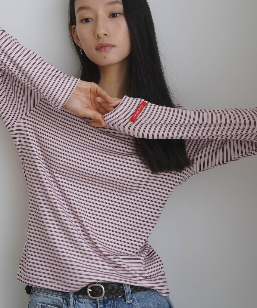 HEEARI Jane Basic Ribbed Long Sleeve_Pink Stripe
