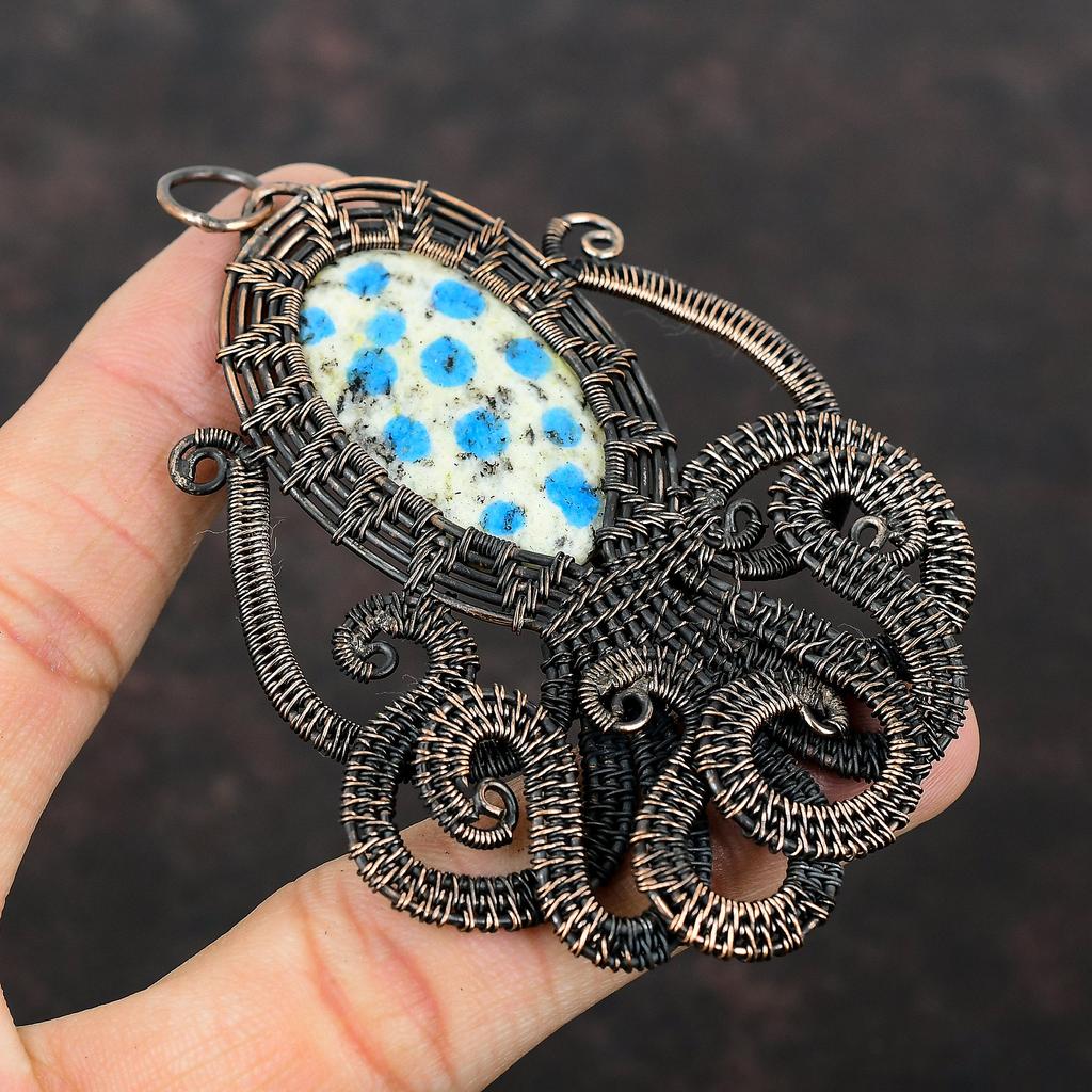 K2 Jasper Gemstone Pendant Copper Wire Wrapped Pendant Handmade Pendant Wonderful Copper Jewelry Octopus Pendant K2 Jasper Jewelry For Gift