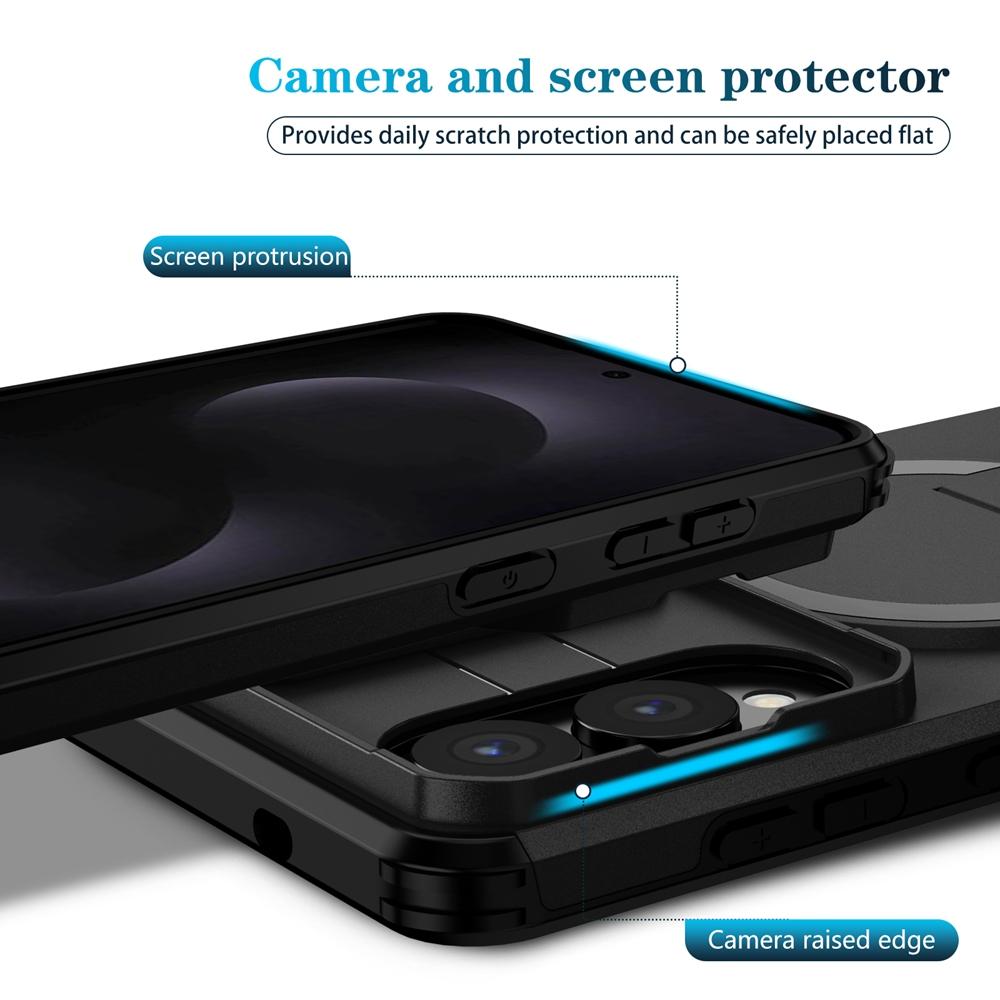 Luksusowe Magnetyczne Etui Armor dla Samsunga Galaxy S25 Edge S26 S24 S23 S22 Plus Ultra FE A15 A26 Pokrowiec ze stojakiem na obiektyw Ładowanie bezprzewodowe