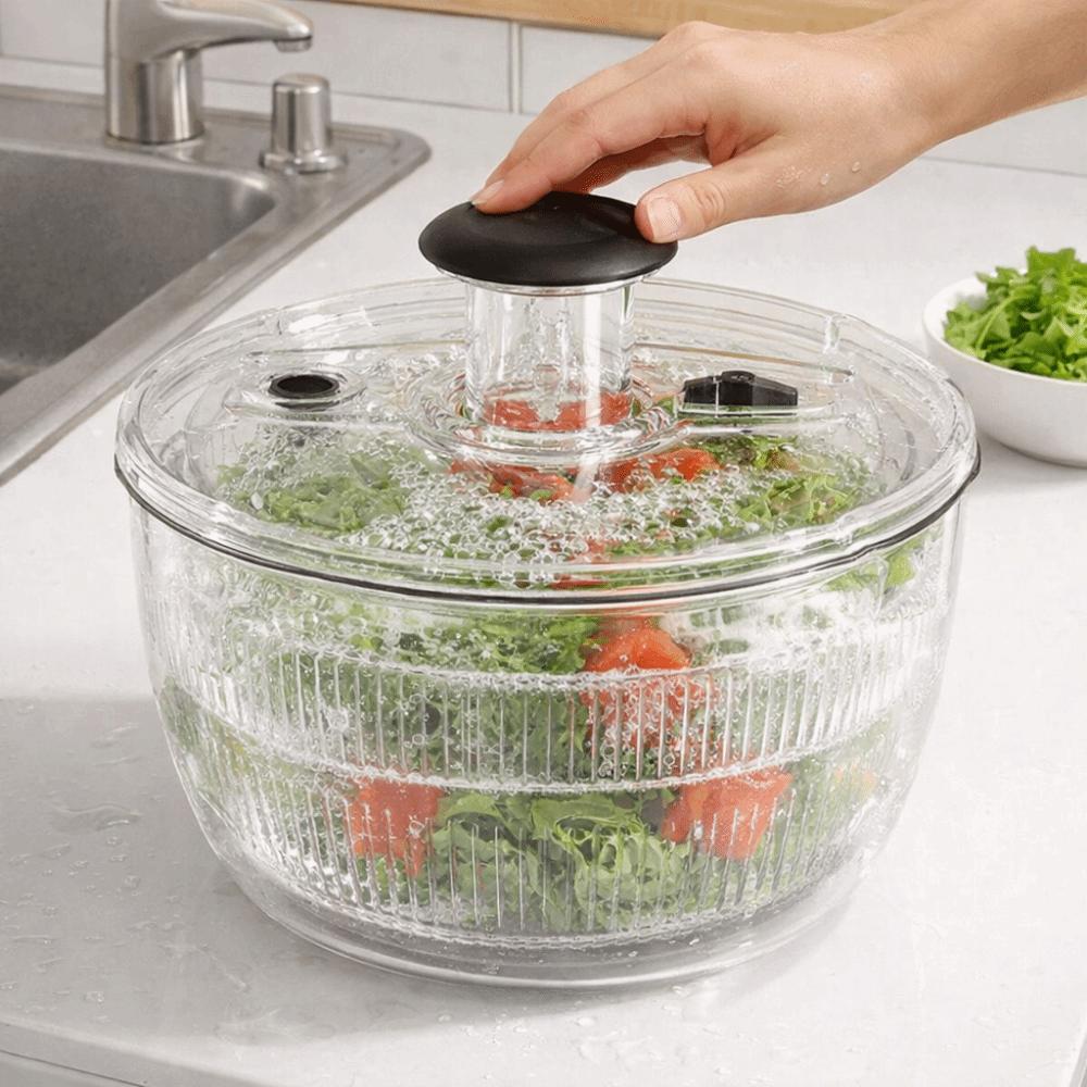Rotating Salad Spinner Large Capacity Fruit Drain Basket Vegetable Fruit Washer  Kitchen Use