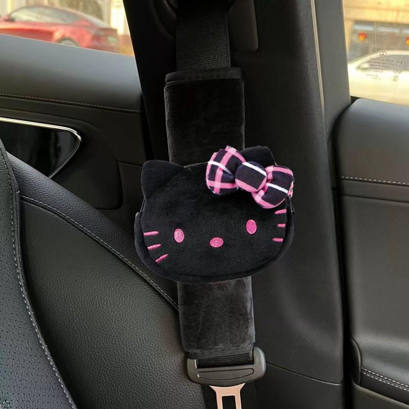 Black Hello Kitty Car Seat Belt Covers Accesorios Coche Car Shoulder Pad Seat Belt for Adults Youth Kids Accessories Interior