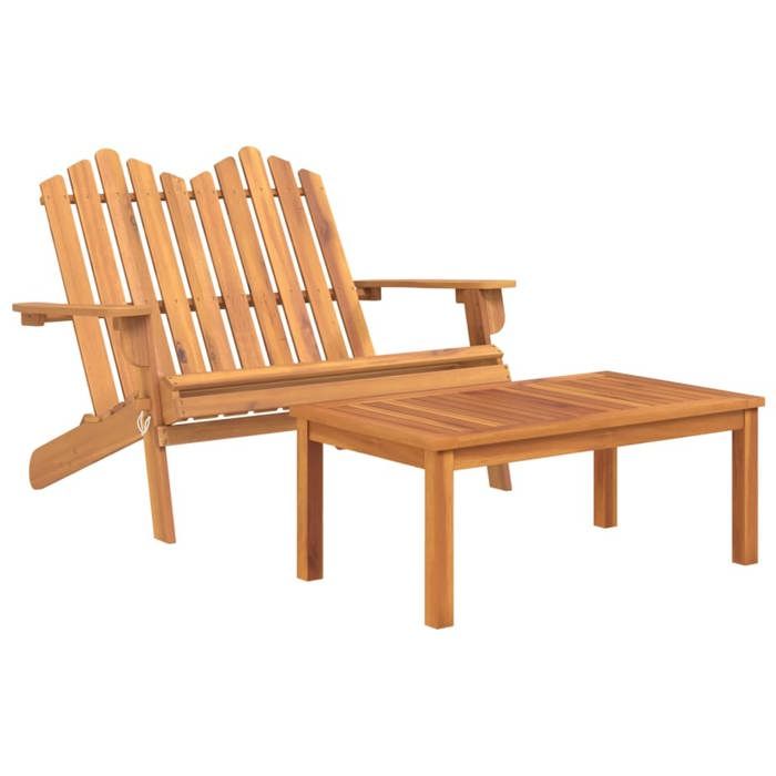VidaXL Ensemble de Salon de Jardin Adirondack 2 pcs, Bancs avec Dossier et Accoudoirs, Ensemble de Meubles avec Table Basse, 360041