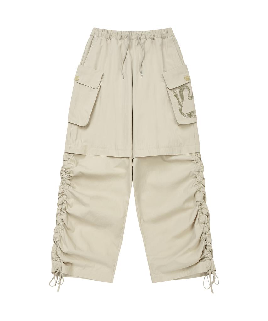 LMR Shirred Point String Cargo Pants Beige