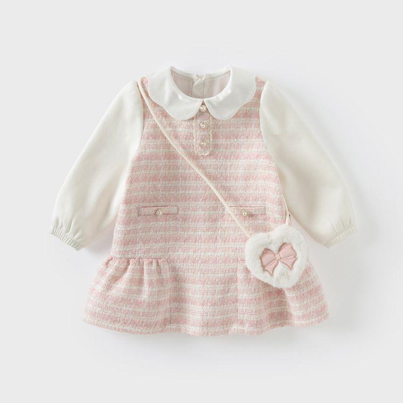 David Bella Kidsren s Clothing Kidsren s Dress Autumn New Style Girls  Velvet Princess Dress Baby Fashionable Dress Kidsren s Clothing Light Pink [Ready in Stock] 80