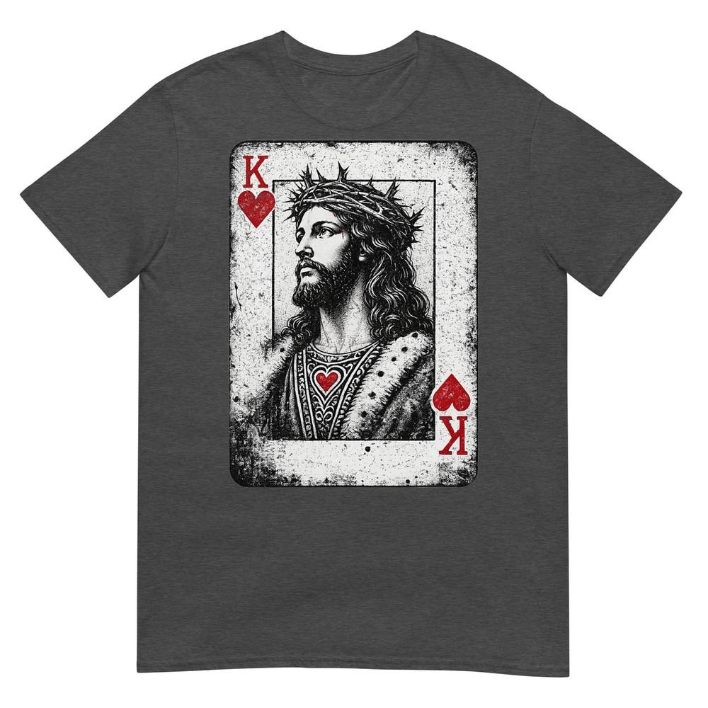 Vintage Jesus Christ King Of Hearts Christian Playing Card Tshirt