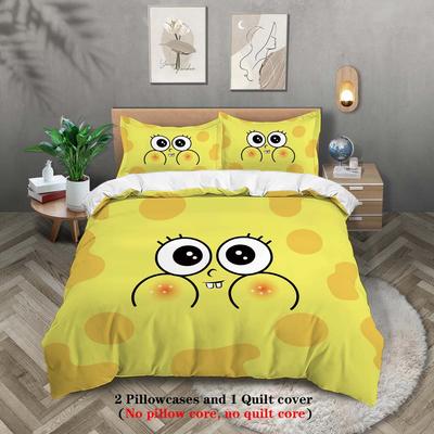 Spongebob Patrick Star 3D Digital Polyester Three Piece Quilt Cover Quilt Cover Pillowcase