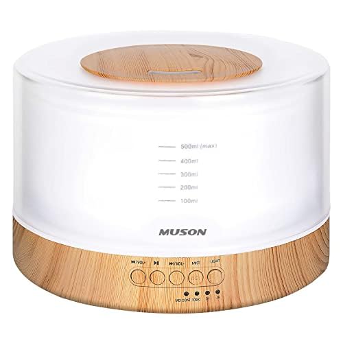 MUSON Tabletop Humidifier, Ultrasonic Aroma Diffuser, 500ML, Aromatherapy Compatible, Pollen Prevention, Quiet Operation, Timer, Large Capacity, Top W