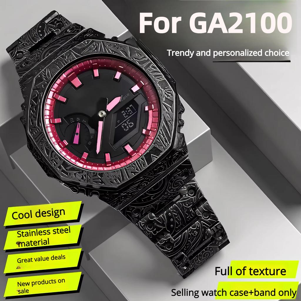 GA2100 Mod-Kit Edelstahlgehäuse Armband Für Casio G-SHOCK GA-2100/2110 GAB2100 Retro Relief Metallgehäuse Armband Zubehör