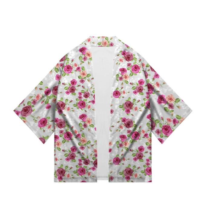 

Летние этнические японские топы с 3D цветочным узором для взрослых, кимоно унисекс