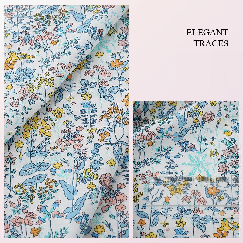 100*145cm High-density Cotton Poplin Plant Flower Printed Fabric For Diy Sewing Dolls Kid Dress Apparel Quilted Bedding Textiles