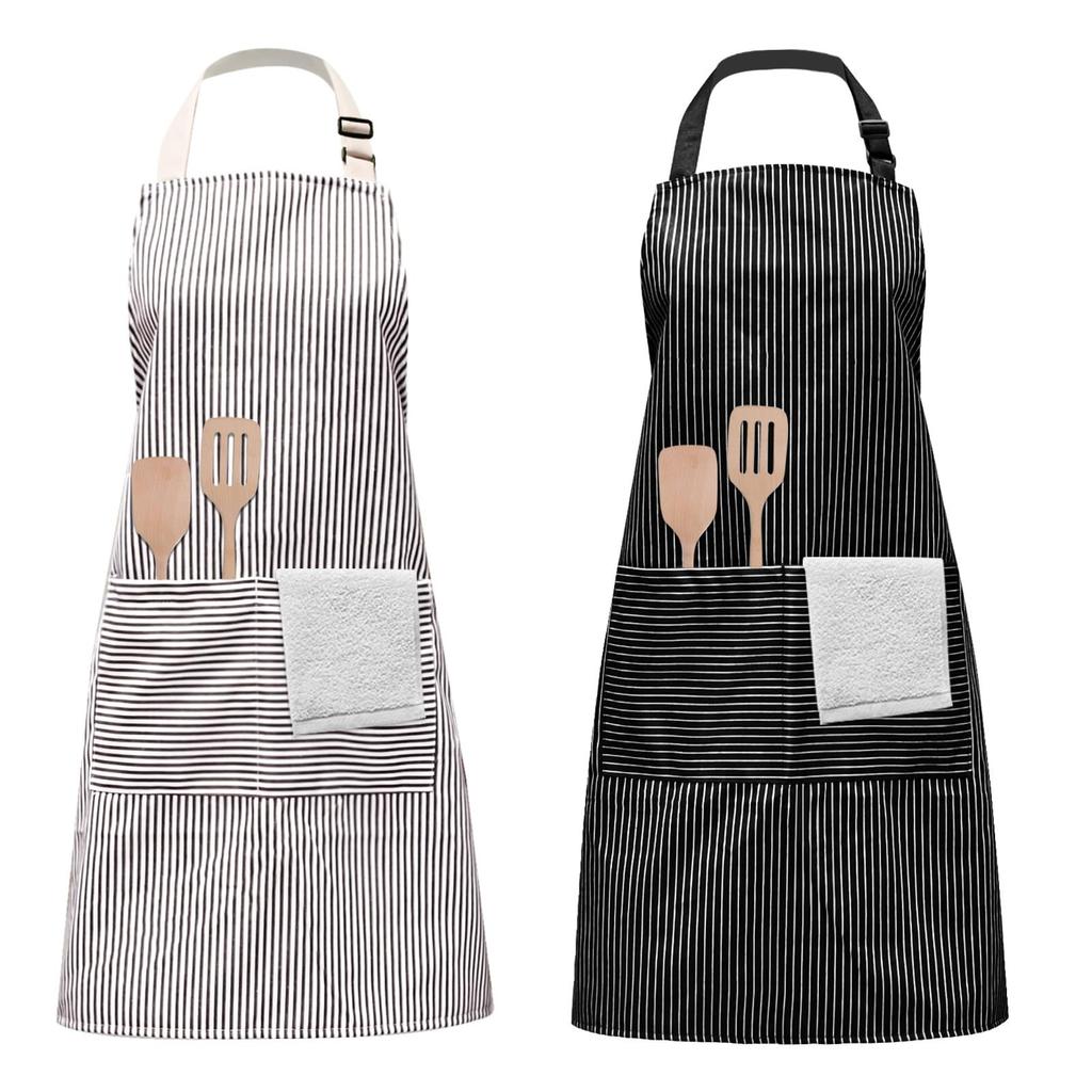 Becanno 2-Piece Unisex Cafe Apron, Long, Adjustable, Large Capacity Pockets, Stain Resistant, Wrinkle Resistant, Stylish for Men and Women, Perfect