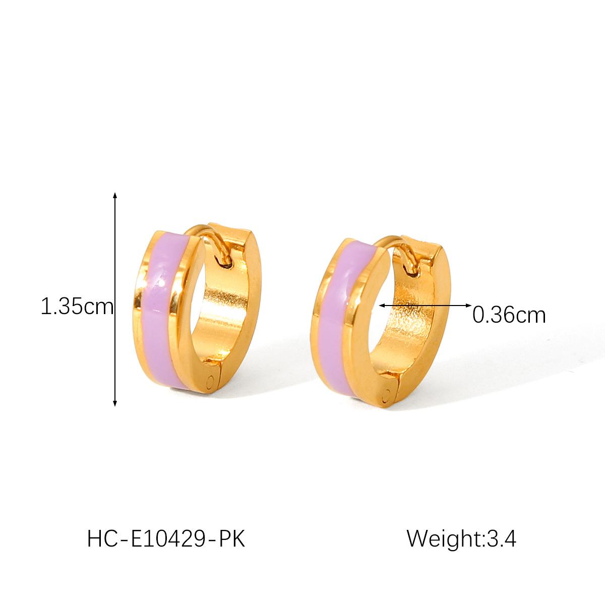 

Fashionable Influencer Titanium Steel Earrings, 18K Gold Geometric Hoops, Colorful Drip Oil Ear Cuffs, Stainless St фіолетовий