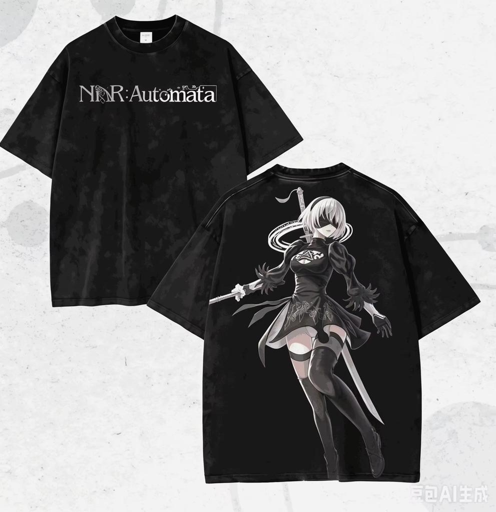 2026 NieR: Automata Nové volné tričko Unisex Street Style pro pár, Módní položka Harajuku, Žhavý prodej pro fanoušky anime Tričko