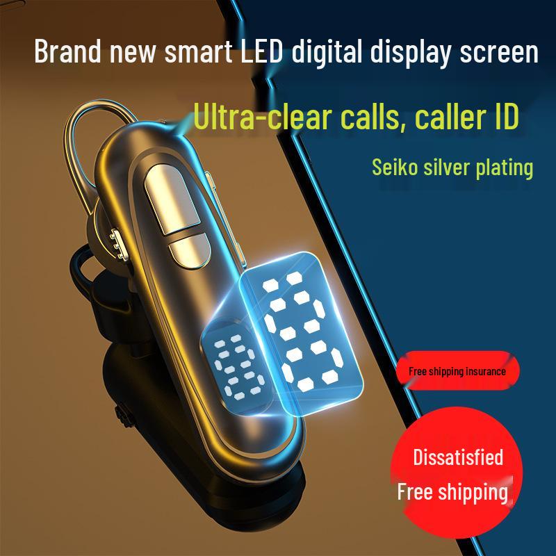 New Wireless Single Ear Bluetooth Headset with Digital Display and Ear Hook, Long Standby, Universal Compatibility.