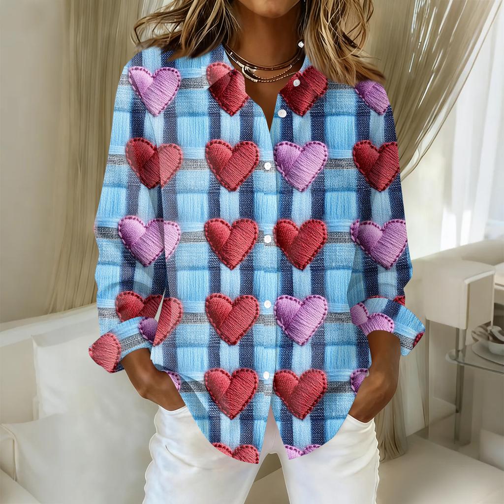 Women's Buttoned Long Sleeved Casual Regular Shirt With Collar Top