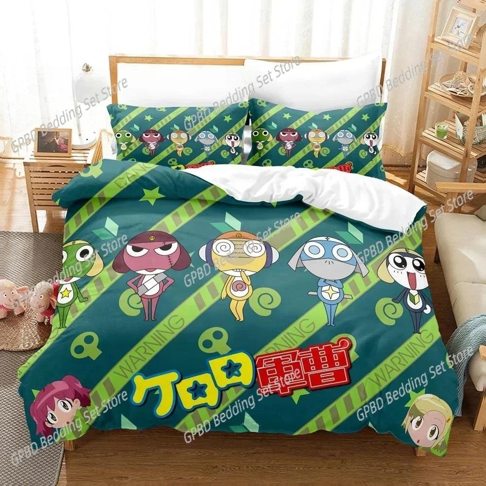 Kawaii Rana Keroro 3D NUOVO Copripiumino Federa Set Biancheria da Letto Adulto Ragazzo Ragazza Decorazione Camera da Letto Bambini Singolo Matrimoniale Grande