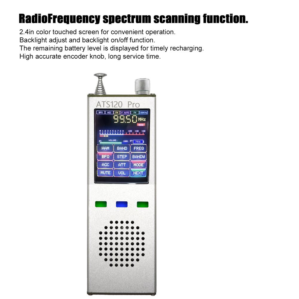 ATS120pro FM SSB SDR AM LSB celopásmový rádiový příjem Digitální dekodér Přenosný digitální displej
