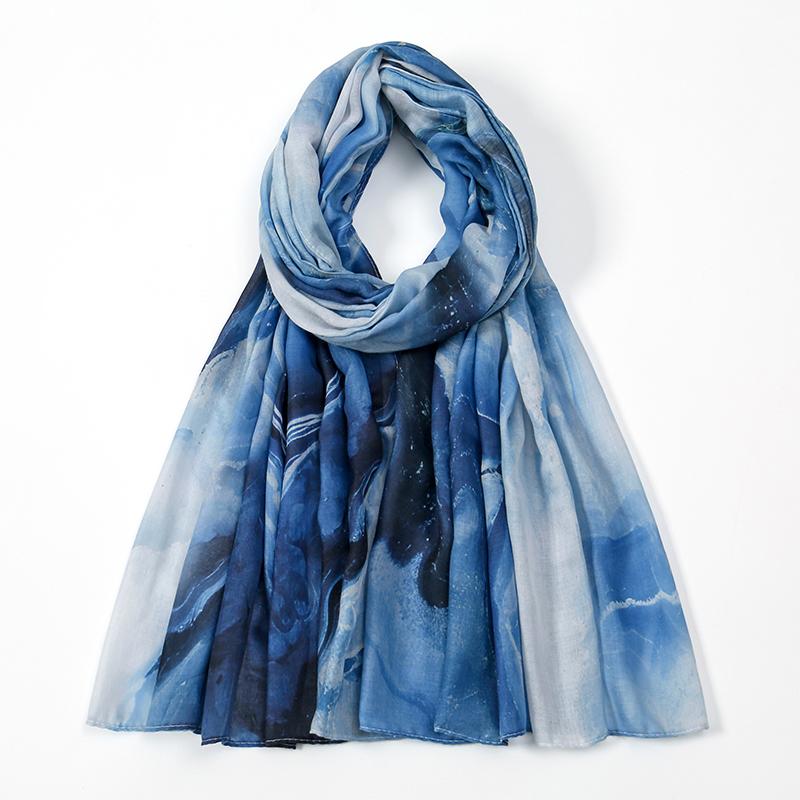 

New Women s Watercolor Hijab Scarf Bandana Headband Vintage Luxury Beach 180cm Long Handkerchief Bohemia Muslim Accessories 2024