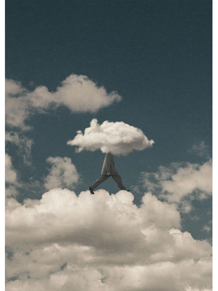 Vintage Future Imagination Sky Cloud Plakáty Obraz na plátně Legrační obraz na zeď pro moderní obývací pokoj Domácí dekorace