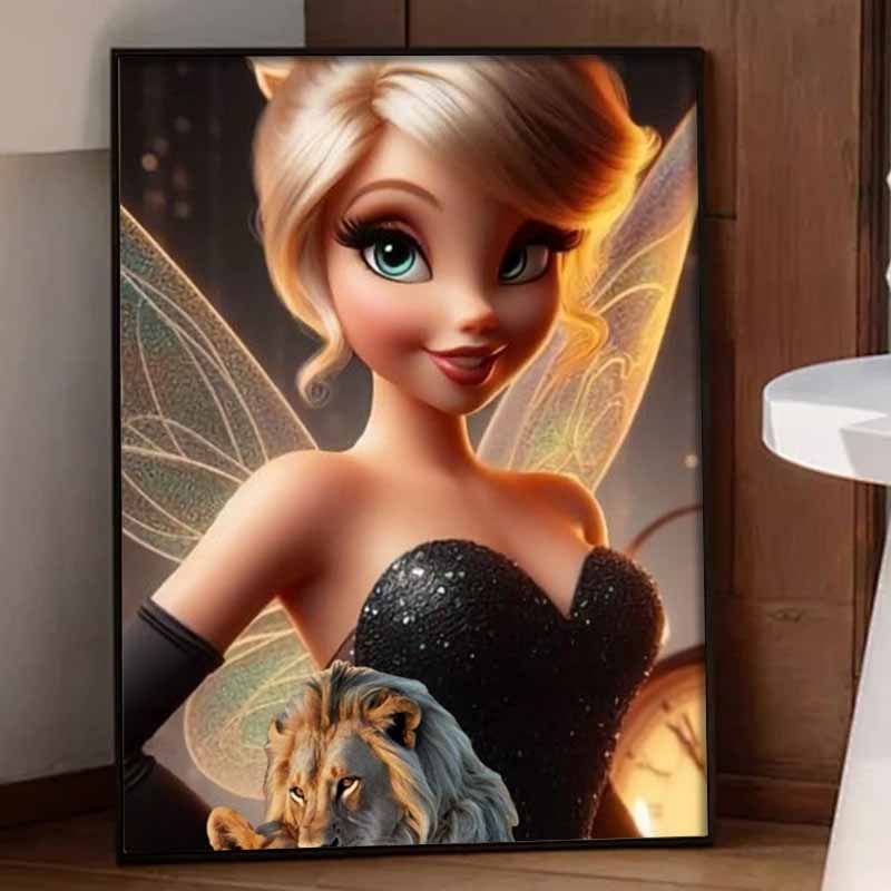 Disney Diamond Art Painting Kit  Fairy Lion Sparkle Craft, Home Wall Decor, Handmade Gift (132)