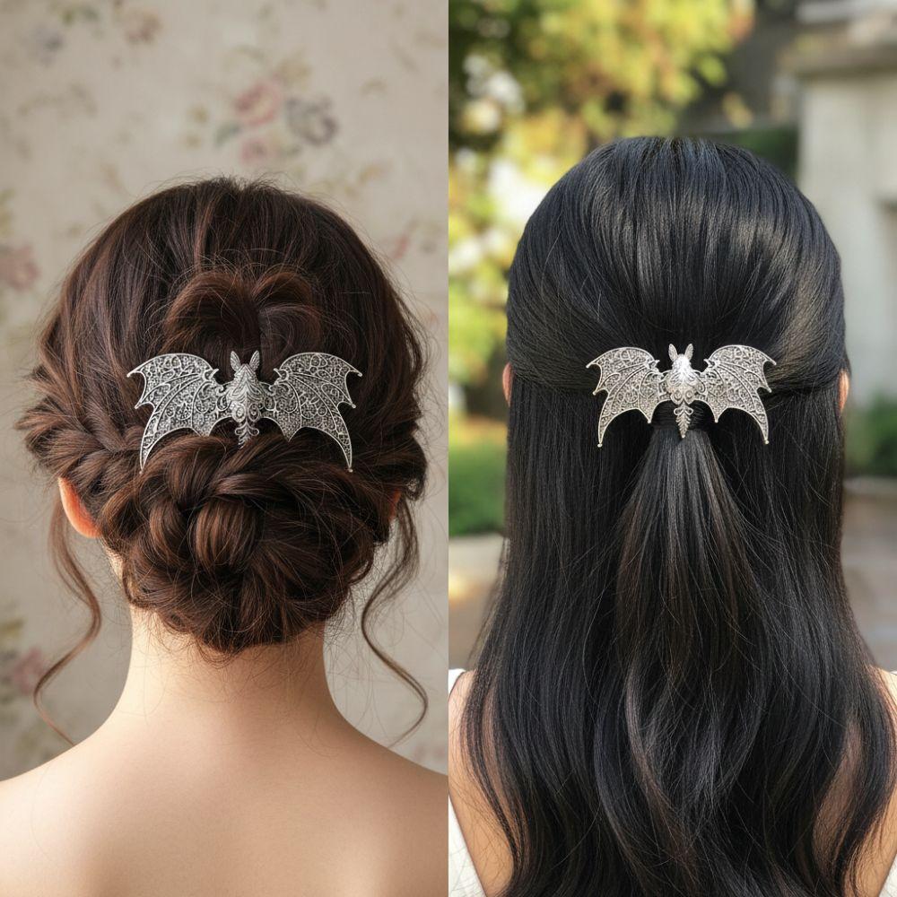 Vintage Gothic Hair Barrette Bat Shape Halloween Hair Accessory New Bat Hair Clip Women