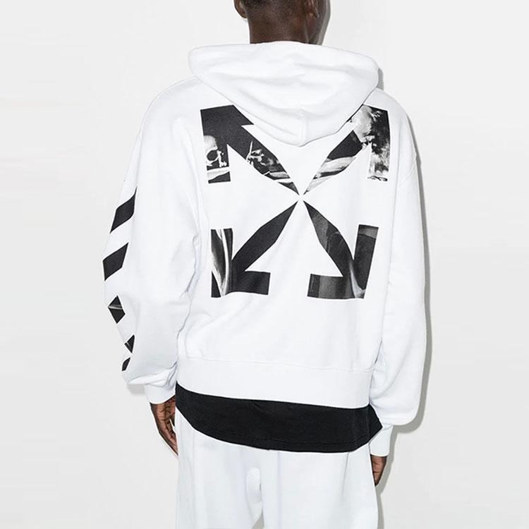 Off-White Carav Arrow Over Hoodie White/Black Men Tops OMBB037F21FLE0100110