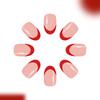 Pack Of 24 French Style Short Red Glossys Fake Nail For Holiday Party Glitters No Tools Needed ABS Material
