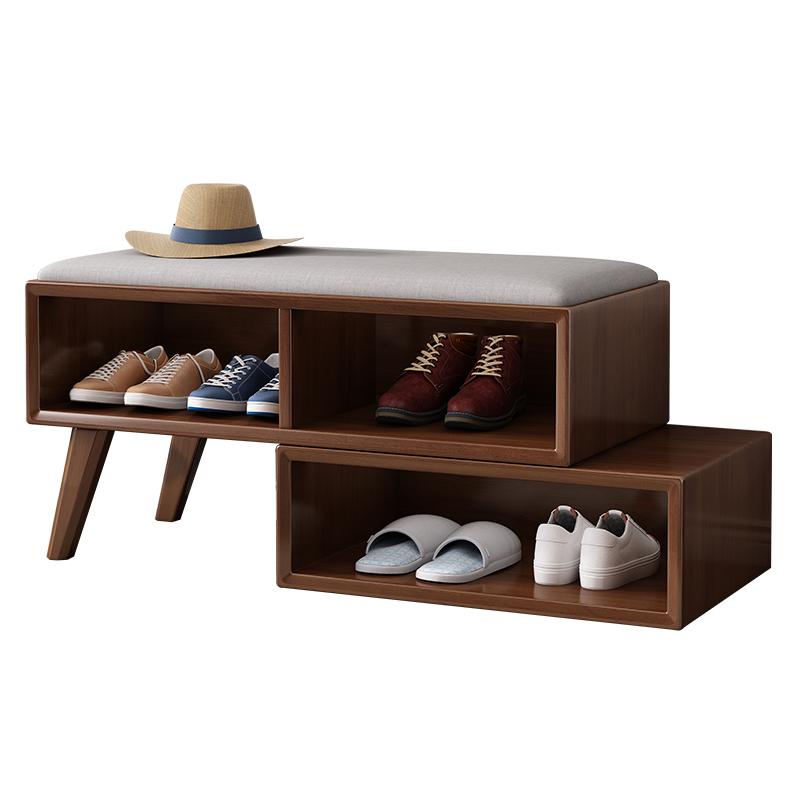 Scaun nordic pentru schimbarea pantofilor, din lemn masiv