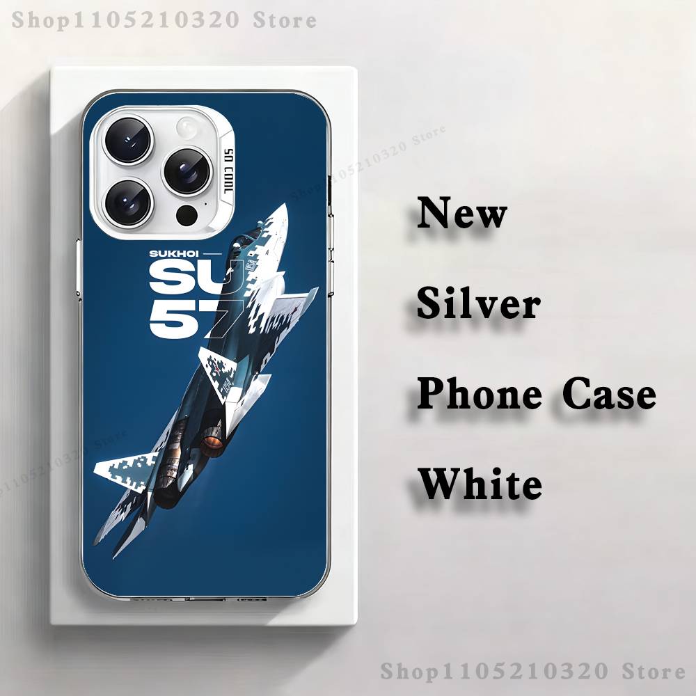 Fighter Plane F-F-22 S-SU-57 Phone Case For iPhone 17,16,15,14,13,12,11,Mini,Pro,E,MAX White Matte Silicone Whtie Cover