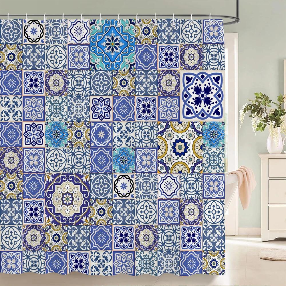 3D Printing Indian Boho Shower Curtain Bathroom Curtains With Hooks Bohemian Mandala Waterproof Fabric Bathtub Decor Screen