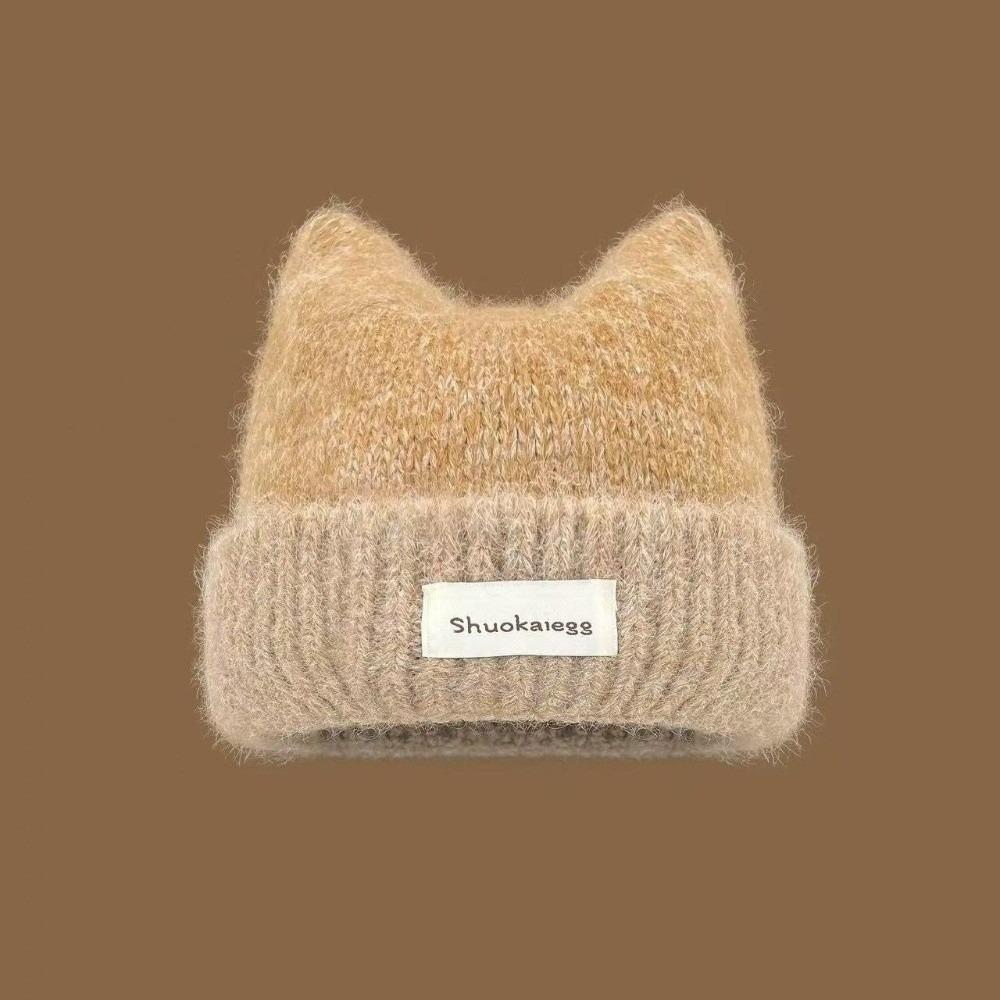 Windproof Knitted Beanie Warm Winter Cap Cute Cat Ear Hat Cold Weather