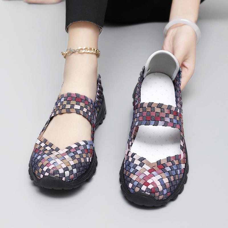Summer Mary Jane Sandals Lady Handmade Braid Sandals Women Color Weave Girl Beach Shoes Plus Size