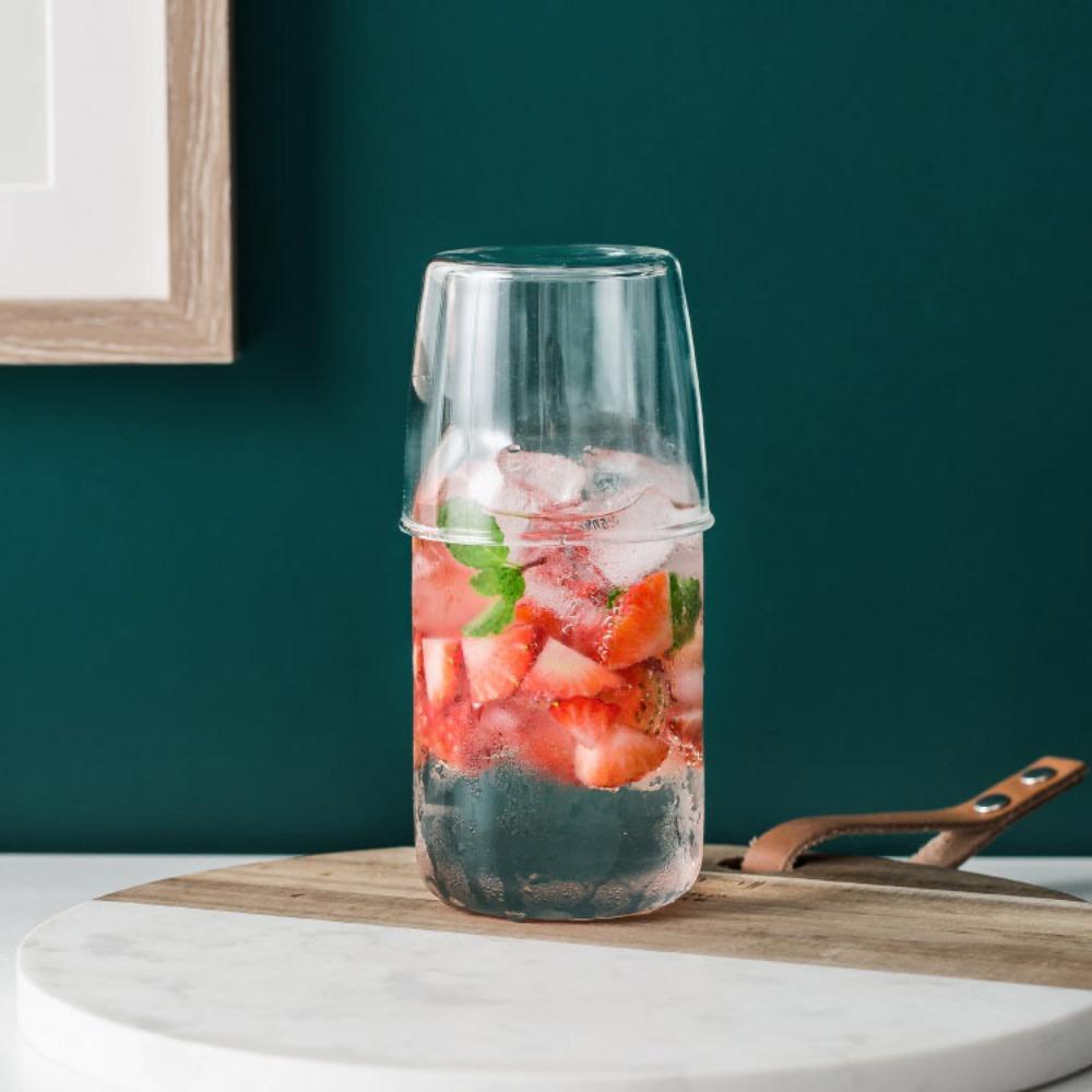 With Cup Bedside Glass Water Carafe Heat-resistant Drink Pitcher Modern Tea Pot For Single