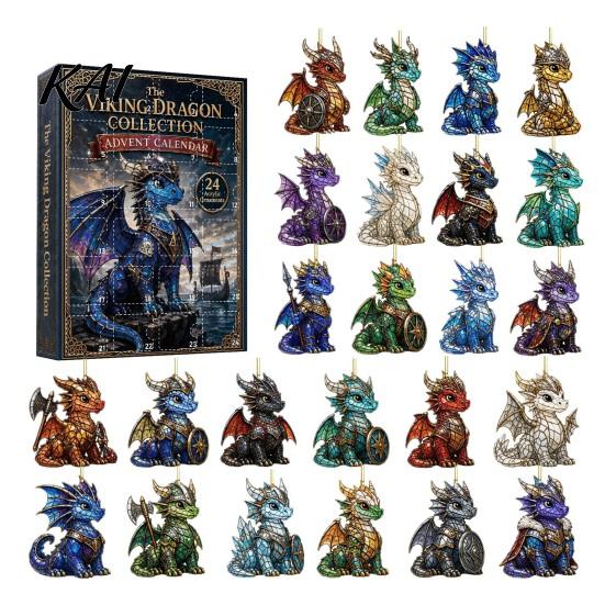 Dragon Fan Collection Christmas Advent Calendar 2026, 2D Flat Acrylic Ornaments, 24 Days Countdown Gift Box for Kids, Fantasy Lovers Themed