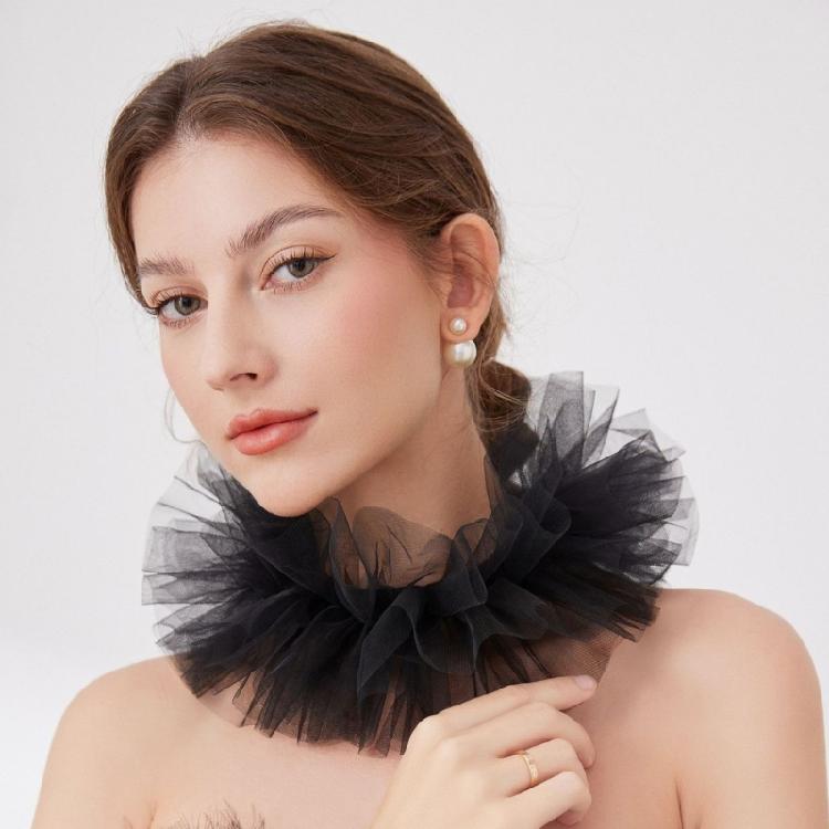 Vintage Detachable Collar Multilayered Mesh Collar for  Colonial Outfit Lace Jabot Collar Cosplay Costume Neckwear