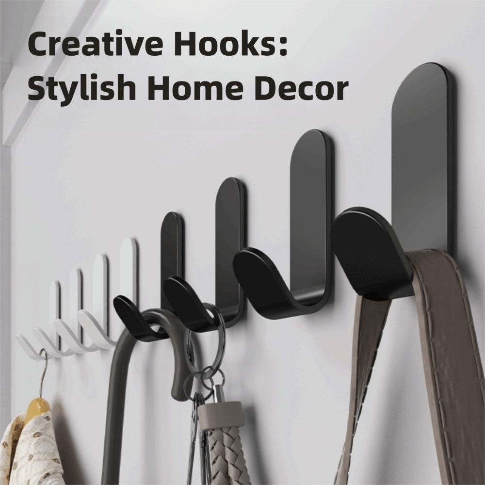 5 Pcs Strong Adhesive Wall Organizer Hook Waterproof Adhesive J-hook Design Hanging Hook Multi-purpose Hanging Buckle