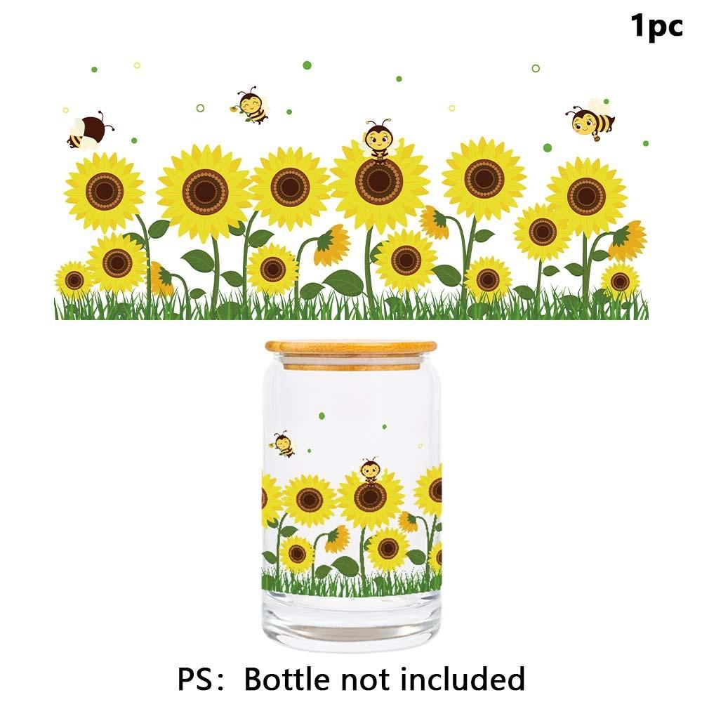 Glas Wasserbecher mit frischen Blumenpflanzen-Serie Kristall Transferaufkleber zur Heimdekoration