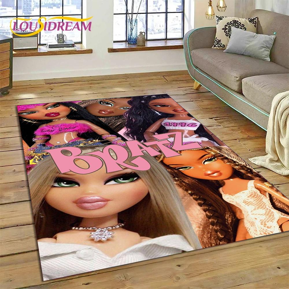 HD Cartoon Bratz Doll Cute Girls 3D Rug Carpet for Living Room Bedroom Home Decor,Floor Mat Non-slip Decoration for Sofa Doormat