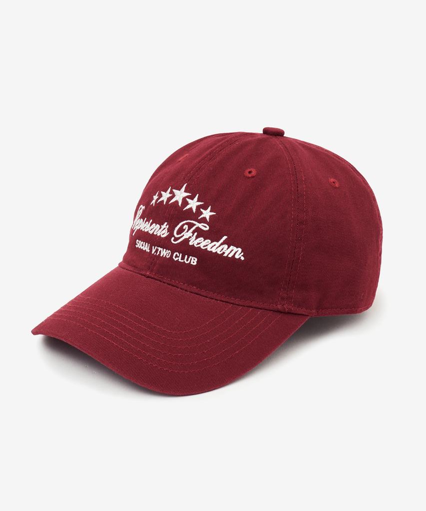 VTWO Star Basic Washed Cotton Ball Cap (Burgundy)
