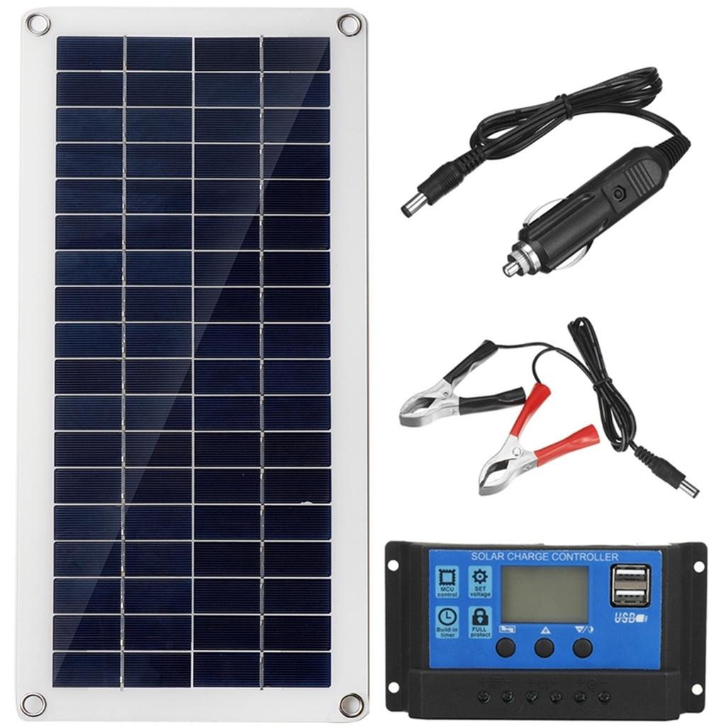 100W 60A/100A Solar Panel Battery Charger Controller Dual USB Solar Plate Solar Cell Controller for Caravan Boat Solar Panel Kit