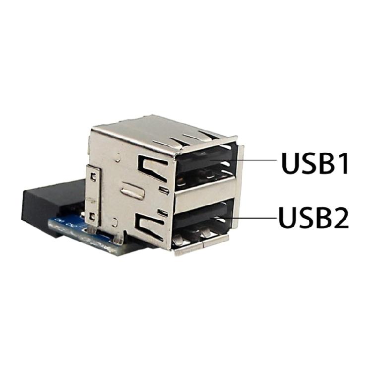 9Pin USB 2.0 Female Converter Adaptor Dual Port USB Motherboard Header Adapter - Dual Layer PH29A Type for PC