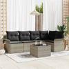 Garden Sofa Set with Cushions 6 Pcs Grey Poly Rattan