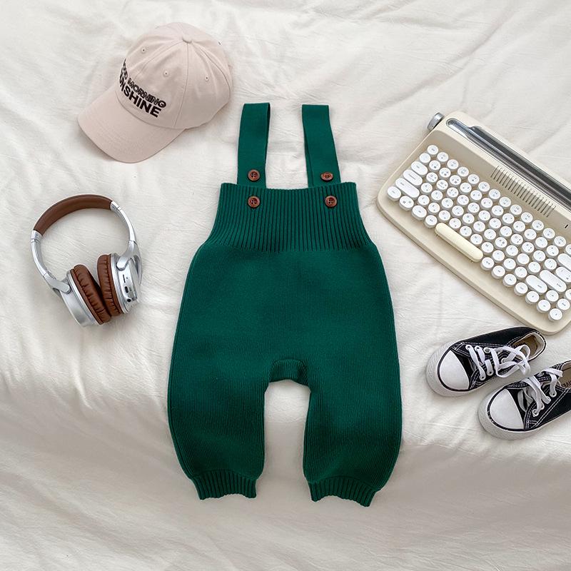 Autumn Knit Infant Romper: Korean-Style Overalls for Baby Boys & Girls